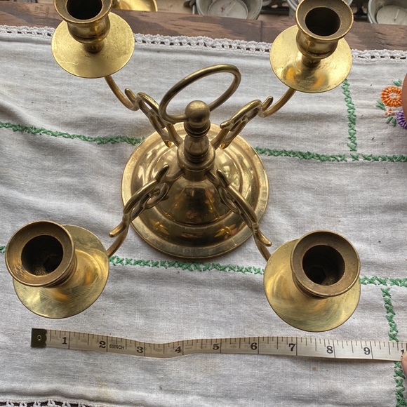 VTG Baldwin Solid Brass Forged in America Candelabra! Holds 4 Candlesticks! - Picture 10 of 10